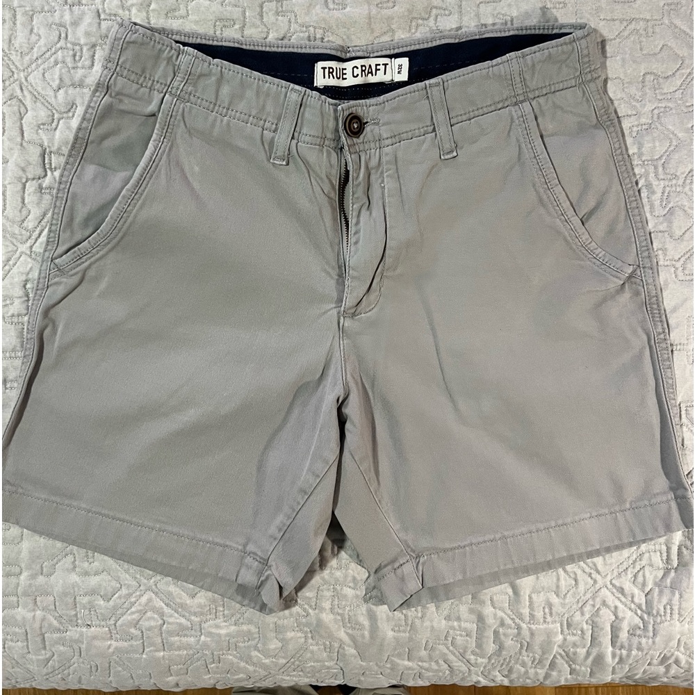 TRUE CRAFT 7” stretch twill shorts light grey size 32